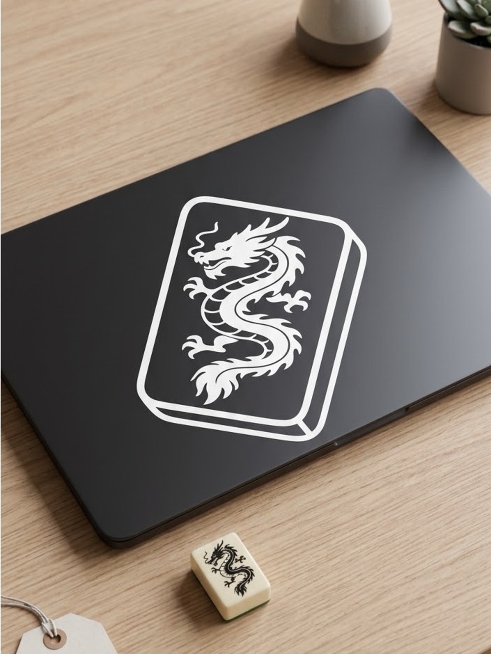 Mahjong Dragon Tile White vinyl Decal